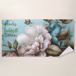 Aangepaste Vintage Blauwe en Witte Bloem Juffertje Strandlaken