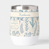Aangepaste Vintage Blauwe Wilde Bloem Franse Toile (Achterkant)