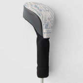 Aangepaste Vintage Blauwe Wilde Bloem Franse Toile Golfheadcover (Schuin)