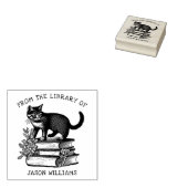 Aangepaste Vintage Bloem Bibliotheek Kat Rubberstempel (Gestempeld)