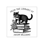 Aangepaste Vintage Bloem Bibliotheek Kat Rubberstempel (Afrduk)