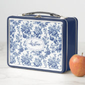 Aangepaste Vintage Bloem Navy Blauwe Toile Monogra (In situ)