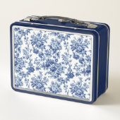 Aangepaste Vintage Bloem Navy Blauwe Toile Monogra (Achterkant)