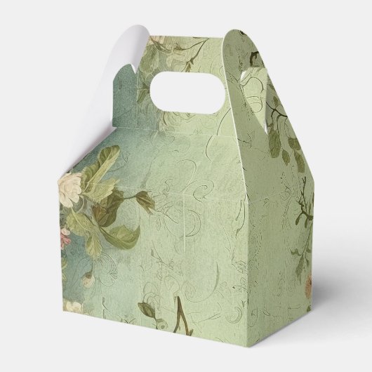 Aangepaste Vintage Bloem Roos Groenelementen  Bedankdoosjes (Achterkant)