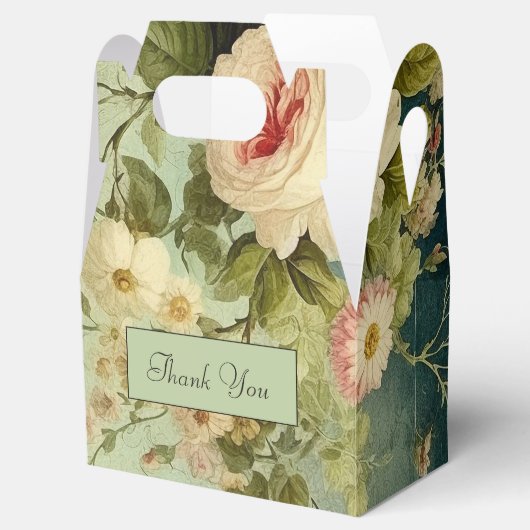 Aangepaste Vintage Bloem Roos Groenelementen  Bedankdoosjes (Geopend)