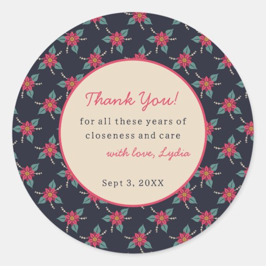 Aangepaste vintage bloemen bedank sticker (Voorkant)