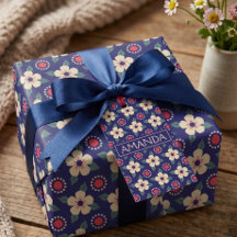 Aangepaste vintage bloemengift tag met naam