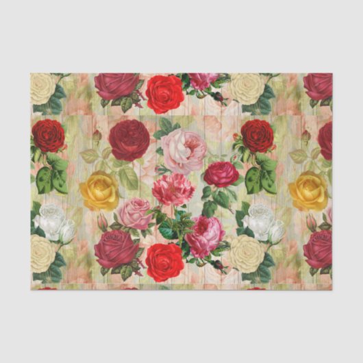 Aangepaste vintage-bloemenprint bloemig tissuepapier (Voorkant)