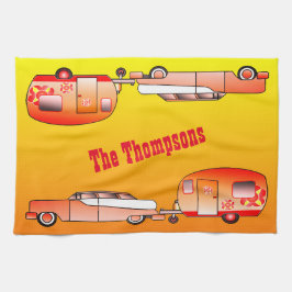 Aangepaste Vintage Car en Caravan Dish Towel Theedoek