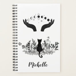 Aangepaste Vintage Celestial Moon Phases Cat Planner