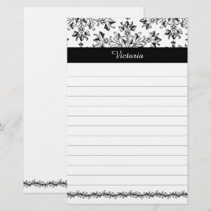 Aangepaste Vintage Damast Bloem Kunst 14 cm x 21,5 Briefpapier