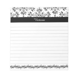 Aangepaste vintage damast bloemenkunst 14 cm x 15 notitieblok