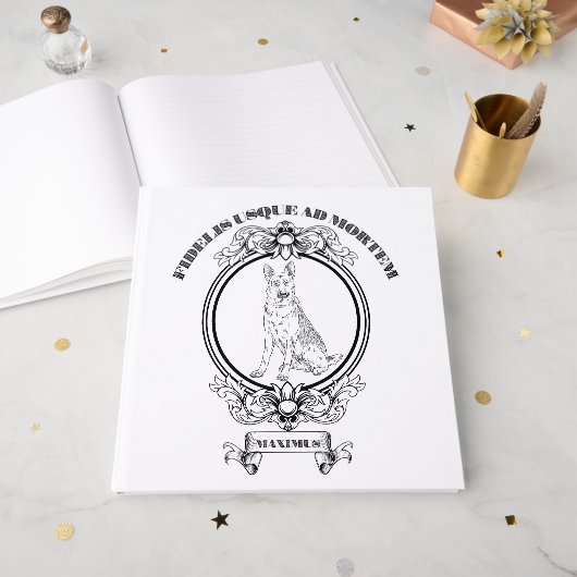 Aangepaste vintage Duitse herder crest - Donkere A Gastenboek (Voorkant open)