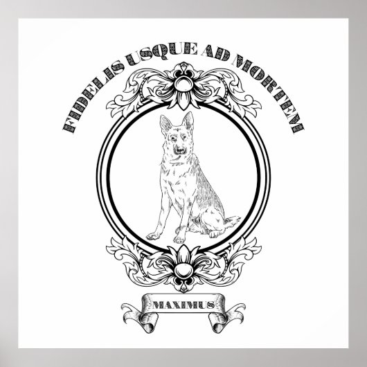 Aangepaste vintage Duitse herder Crest - Donkere A Poster (Voorkant)