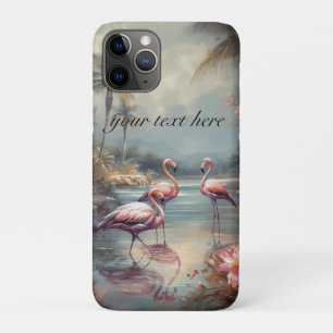 Aangepaste Vintage Flamingo Tropische Lagune Kunst Case-Mate iPhone Case