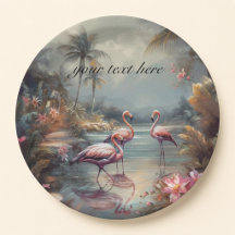 Aangepaste Vintage Flamingo Tropische Lagune Kunst