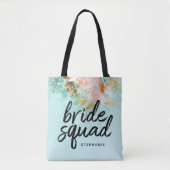 Aangepaste Vintage Floral Bride Squad Canvas tas (Voorkant)