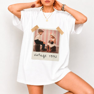 Aangepaste Vintage Foto En Jaar Nostalgische Verja T-shirt