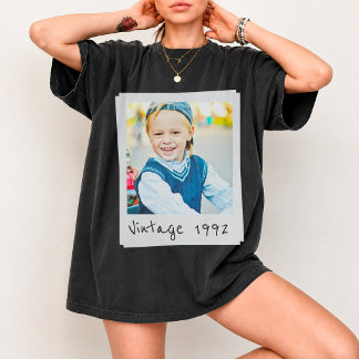 Aangepaste vintage foto en jaar verjaardag 90s sti t-shirt