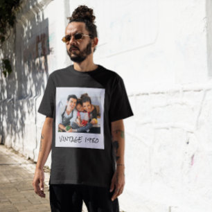 Aangepaste vintage foto en jaar Zwart T-shirt
