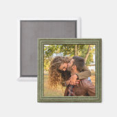 Aangepaste vintage groene nep houten fotolijst magneet (Voorkant / Achterkant)