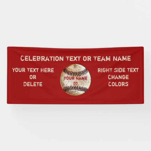 Aangepaste Vintage Honkbal Banner, Uw Tekst, Kleur Spandoek (Horizontaal)