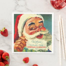 Aangepaste Vintage Jolly Santa Claus Face Napkins Servet