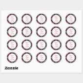 Aangepaste Vintage Kerst Boerderij Buffalo Check Ronde Sticker (Vel)