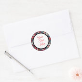 Aangepaste Vintage Kerst Boerderij Buffalo Check Ronde Sticker (Envelop)