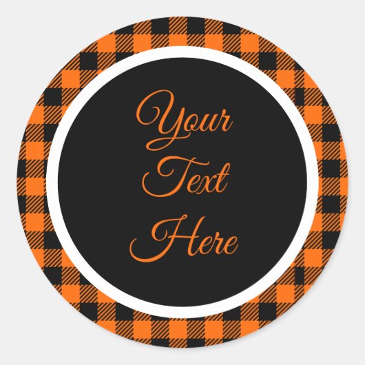 Aangepaste Vintage Kerst Boerderij Buffalo Check Ronde Sticker (Voorkant)