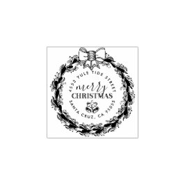 Aangepaste vintage kerst krans retour adres rubberstempel