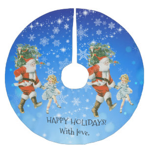 Aangepaste Vintage Kerstman Kerstmis Blauwe Sneeuw Kerstboom Rok