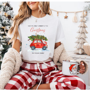 Aangepaste Vintage Kerstmis - Rode Auto met Boom T-shirt