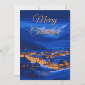 Aangepaste Vintage Kerstmis Winter Village Feestdagenkaart (Voorkant)