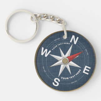 Aangepaste vintage kompasroos nautische acryl sleu sleutelhanger