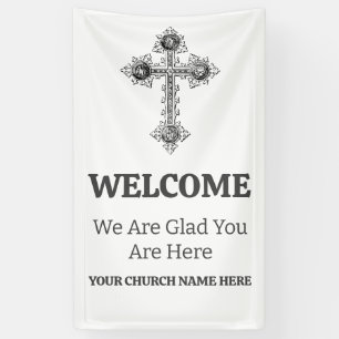 Aangepaste Vintage Kruiskerk Welkom Spandoek