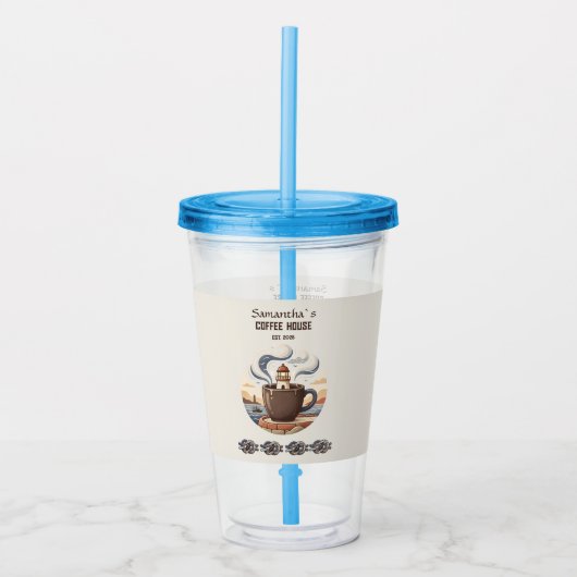 Aangepaste Vintage Kustkroeg Merchandise Acryl Drinkbeker (Voorkant)