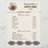 Aangepaste Vintage Kustkroeg Merchandise Menu (Achterkant)