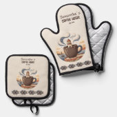 Aangepaste Vintage Kustkroeg Merchandise Ovenwant & Pannenlap Set (Voorkant / Achterkant)