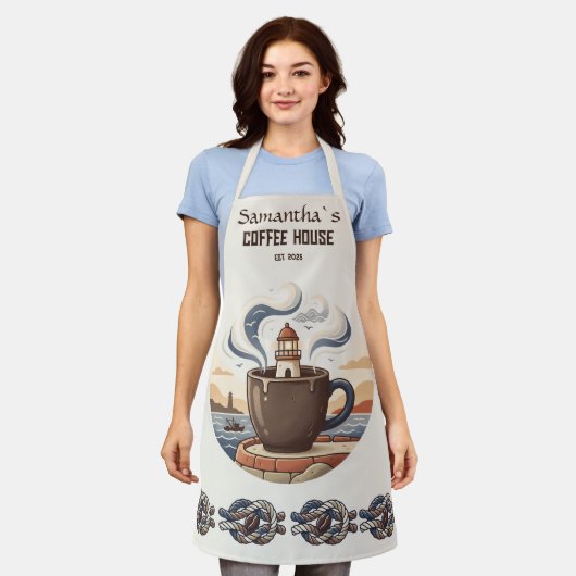 Aangepaste Vintage Kustkroeg Merchandise Schort (Gedragen)