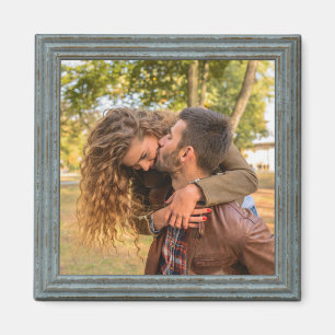 Aangepaste Vintage Lichtblauwe Nep Houten Lijst Magneet