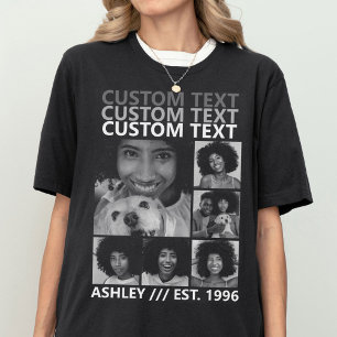 Aangepaste Vintage Maak Je Eigen 6 Foto Collage T-shirt