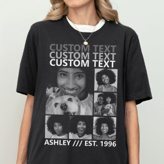 Aangepaste Vintage Maak Je Eigen 6 Foto Collage T-shirt