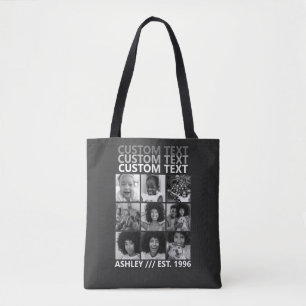 Aangepaste Vintage Maak Je Eigen 9 Foto Collage Tote Bag