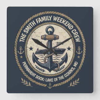 Aangepaste vintage meerboot familie bemanning klas vierkante klok