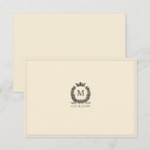 Aangepaste Vintage Monogram Krans Notitiekaart Notitiekaartje (Voorkant / Achterkant)