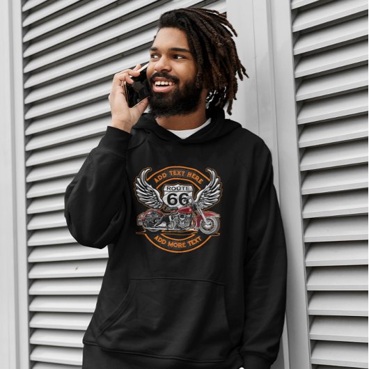 Aangepaste Vintage Motorfiets Route 66 Engelenvleu Hoodie
