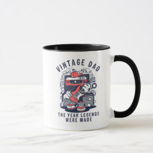 Aangepaste Vintage Papa Legende Jaar Retro Cassett Mok