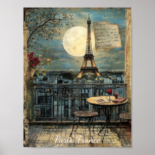 Aangepaste Vintage Paris Eiffeltoren Romantische K Poster