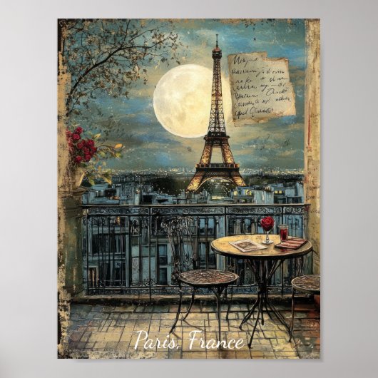 Aangepaste Vintage Paris Eiffeltoren Romantische K Poster (Voorkant)